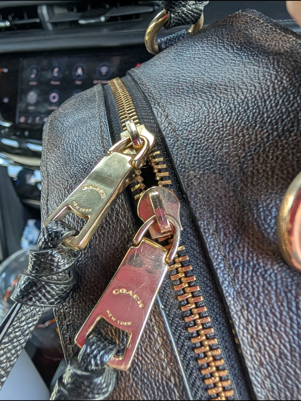 Coach Black Staffiano Leather Mini Backpack with Gold Hardware Accents